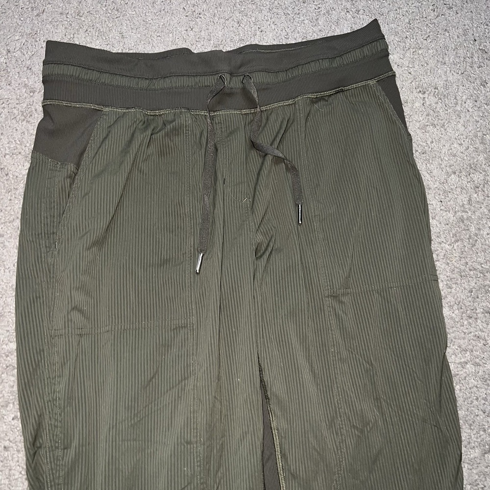 Lululemon Street To Studio Pants 12 Dark Olive Green Unlined 28" Athletic Dance